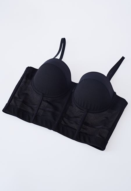 Solid Color Underwire Bustier Crop Top in Black | Chicwish