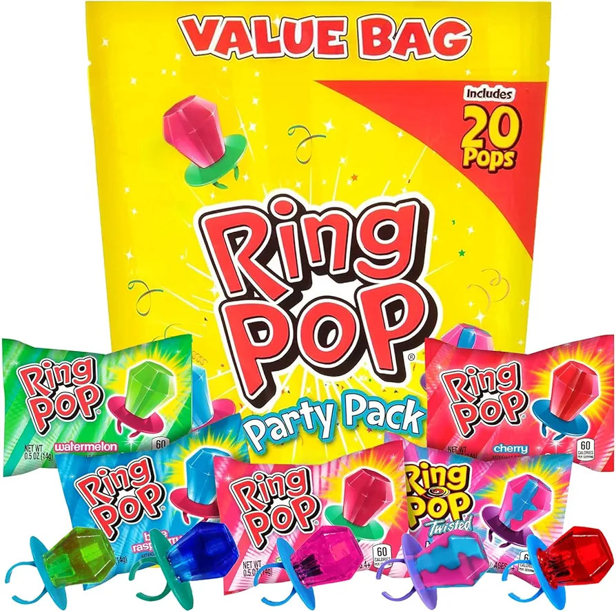 Ring Pop Candy Lollipops - Individually Wrapped Bulk Lollipop Variety Party Pack – 20 Count Suc... | Amazon (US)