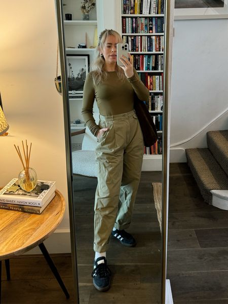 Agolde chinos, neutral outfit, casual outfit, street style, comfy outfit, transitional style, shrunken tee, long sleeve top, arket slouchy bag, adidas handball special trainers 

#LTKSeasonal #LTKeurope #LTKstyletip