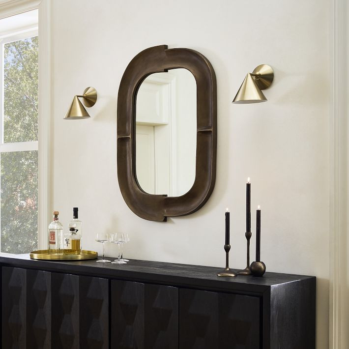 Modern Artful Bronze Metal Wall Mirror | West Elm (US)