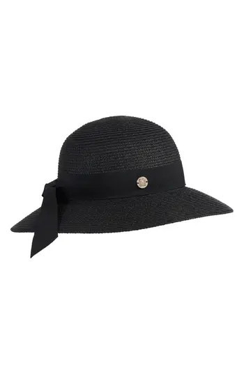 Bruno Magli Ribbon Band Straw Sun Hat in Black at Nordstrom Rack | Nordstrom Rack