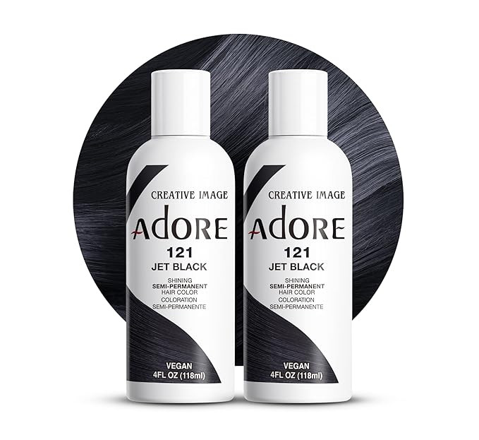 Adore Semi Permanent Hair Color - Vegan and Cruelty-Free Black Hair Dye - 4 Fl Oz - 121 Jet Black... | Amazon (US)