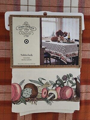 60" x 84" Printed TABLECLOTH Fall Flowers Fruit JOHN DERIAN Target COTTON LINEN  | eBay | eBay US