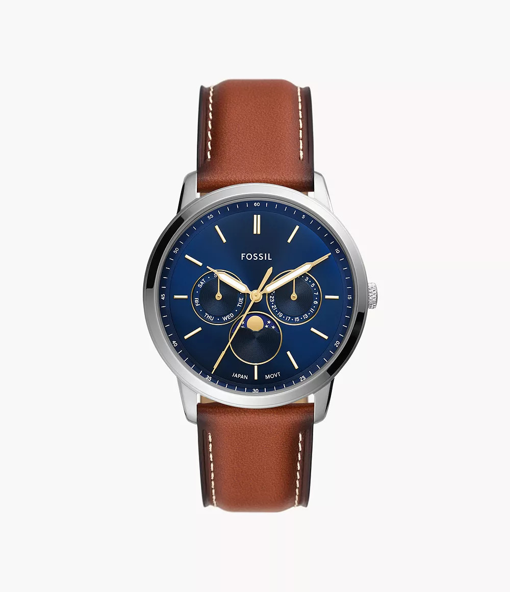 Neutra Moonphase Multifunction Brown Leather Watch | Fossil (US)