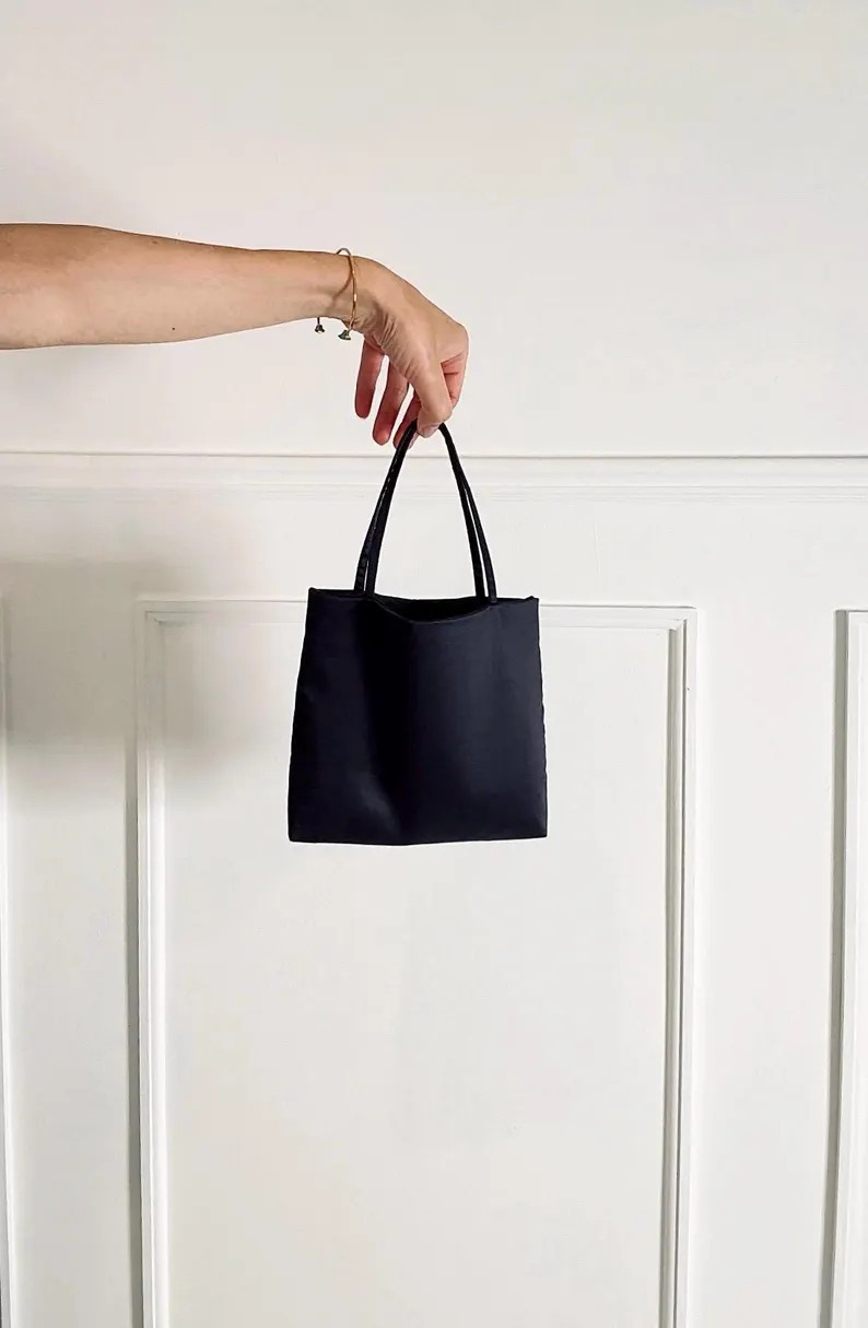 Retro Mini silk bag black Vintage handbag | Etsy (US)