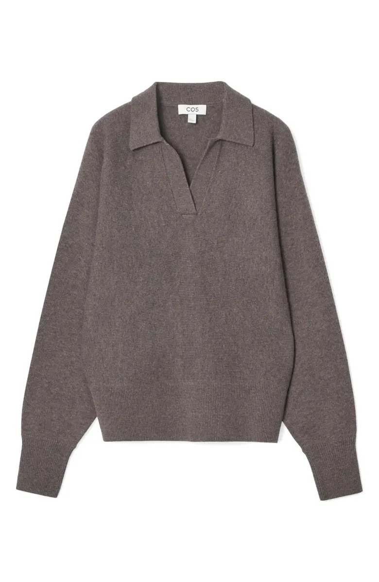 COS Blouson Long Sleeve Wool Polo Sweater | Nordstrom | Nordstrom