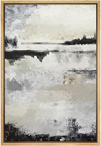 SIGNWIN Framed Canvas Print Wall Art Grunge Gray Black Paint Stroke Landscape Abstract Shapes Ill... | Amazon (US)