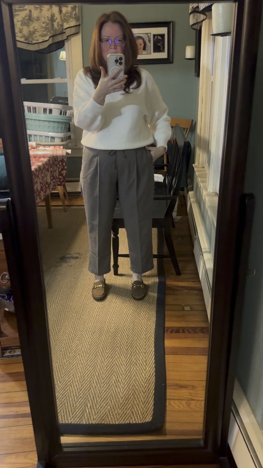 Warm, comfortable, separates that elevate your casual wardrobe or a could be Workwear.  These draw strong pants are perfect for anyone with an apron belly.  They cut away from your mid section.  Sweater is a good staple piece to take you through multiple seasons. Ordered a petite medium in the crewneck sweater and a petite large in the houndstooth pants.  

#LTKFindsUnder50 #LTKMidsize #LTKWorkwear
