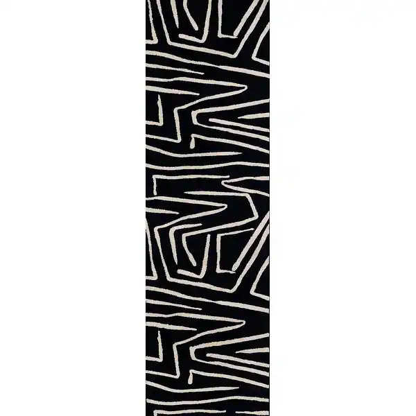 Momeni Noho Modern Black Geometric Area Rug - Overstock - 35027081 | Bed Bath & Beyond