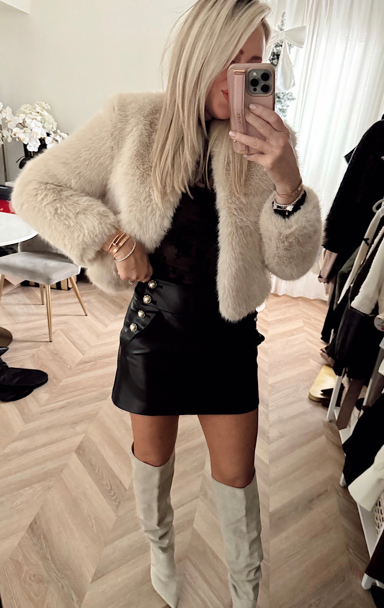 Small in jacket going fast!
Skirt is GORG! Butter soft do tts.

Faux leather skirt. Holiday party. Holiday outfit  

#LTKootd #LTKHoliday