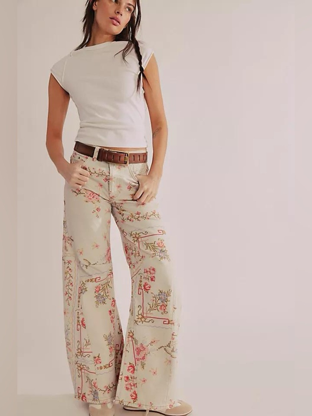 Free People We The Free - Eden Printed High Slouchy Jeans Size 29 | Poshmark