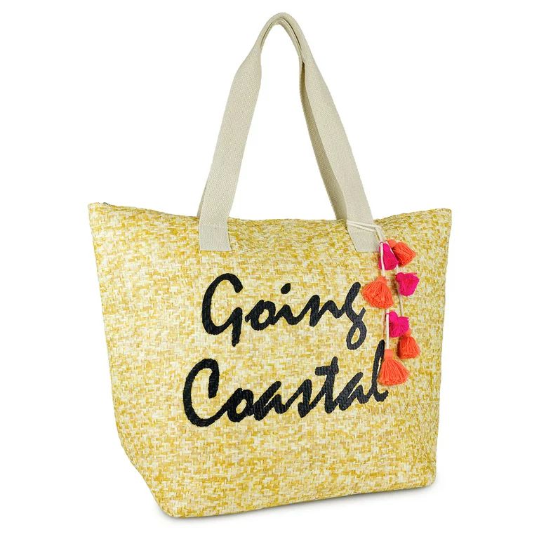 Women's Insulated Going Coastal Verbiage Beach Tote Bag with Tassel - Walmart.com | Walmart (US)