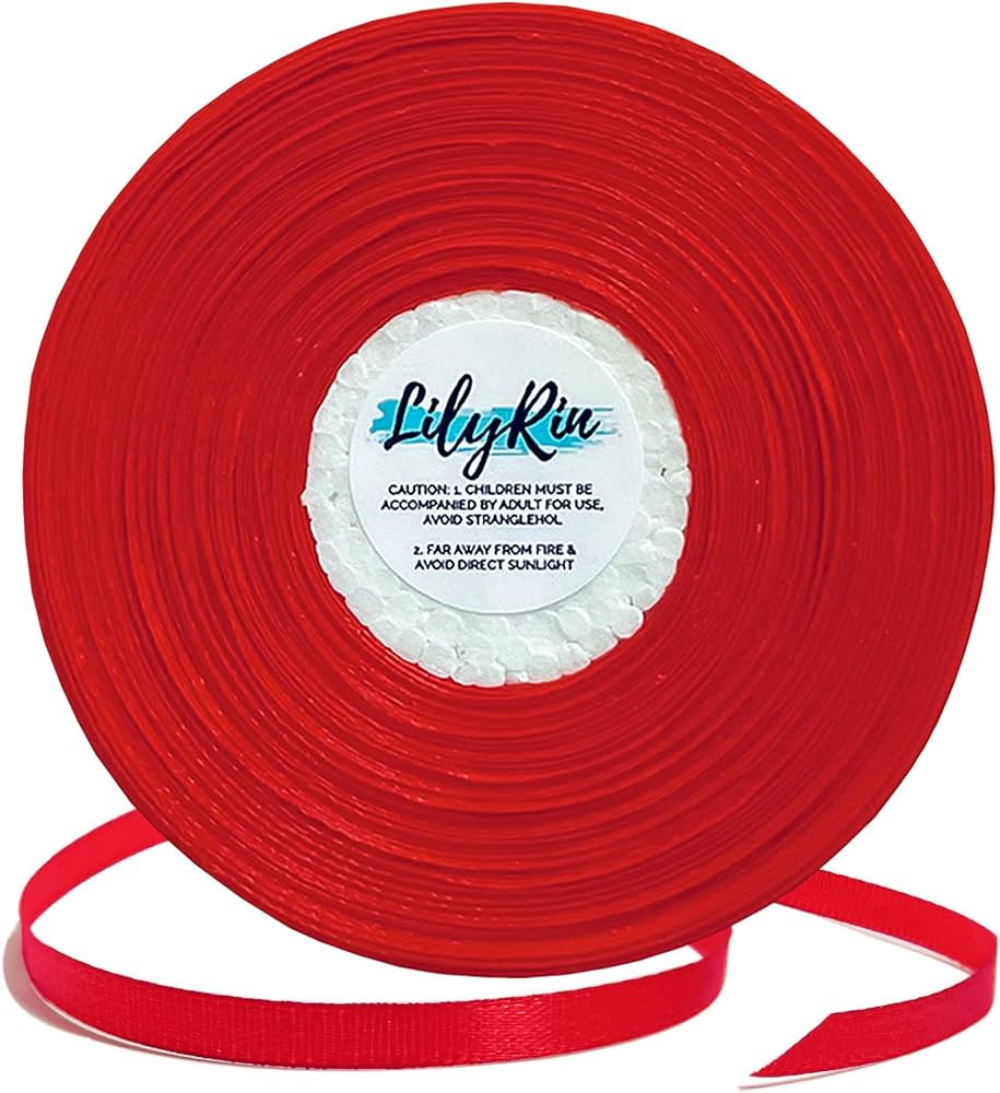 Red Ribbon 1/4 Inches 36 Yards Satin Roll Perfect for Scrapbooking, Art, Wedding, Wreath, Packing... | Amazon (US)