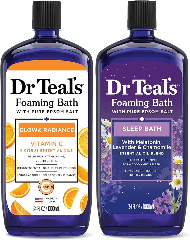 Dr Teal's Foaming Bath with Pure Epsom Salt, Vitamin C & Sleep Blend, 34 fl oz (Pack of 2) | Amazon (US)