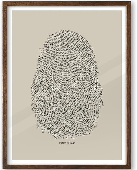 iHery Natural OAK Wood Identity in Christ Thumbprint Walnut Framed Wall Art, 12x16 in Modern Bibl... | Amazon (US)