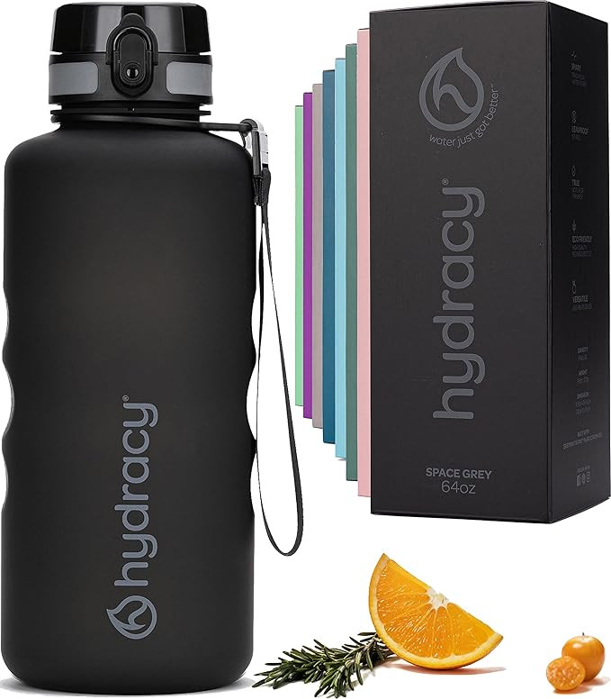 Hydracy Water Bottle with Time Marker -Large Half Gallon 64oz BPA Free Bottle & No Sweat Sleeve -... | Amazon (US)