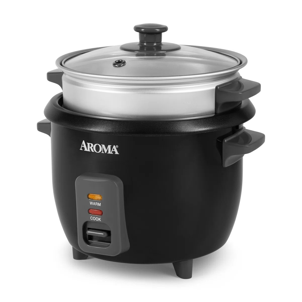 AROMA Rice Cooker, 3-Cup (Uncooked) / 6-Cup (Cooked), Steamer, Small Rice Cooker, 1.5 Qt, Black | Wayfair North America