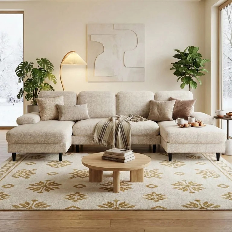 CONCETTA U Shaped Sectional Sofa Couches with Double Chaise 4-Seat Set, Chenille Fabric Cushion f... | Walmart (US)