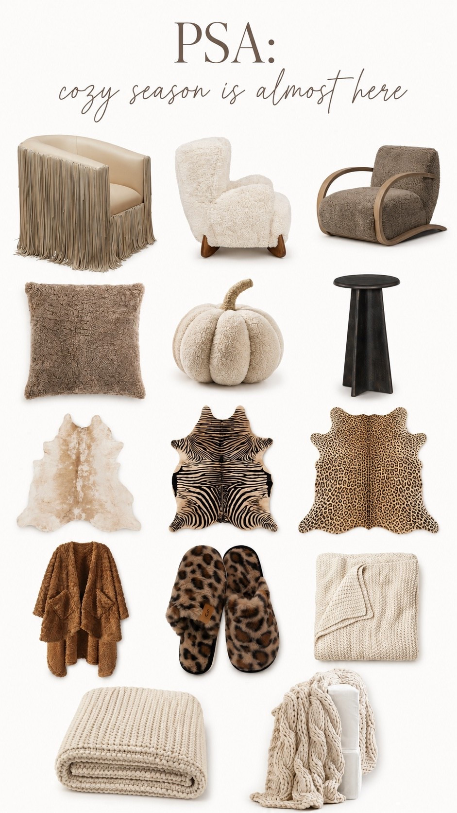 PSA: Cozy Season Is Almost Here

Cozy season is calling. I rounded up some of my favorite finds for adding warmth, texture, and that collected fall feeling to your home — plus a couple cozy things for you too. Shop everything here before fall officially arrives.

#LTKSeasonal #LTKSaleAlert #LTKHome