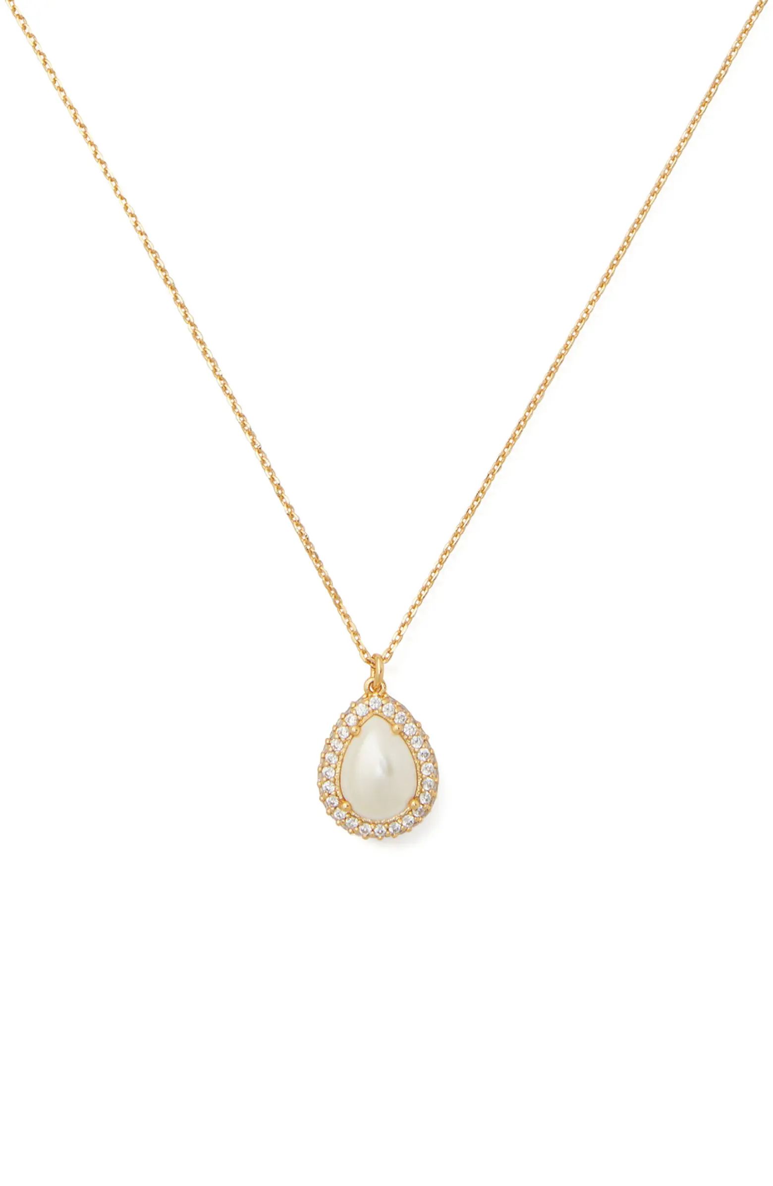 imitation pearl pavé halo mini pedant necklace | Nordstrom