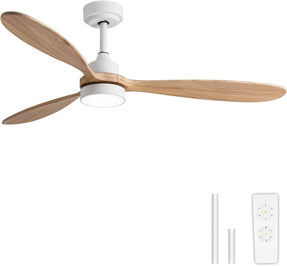 Nsleaiy 52-Inch Ceiling Fan with Lights Remote Control, Outdoor Ceiling Fan with Wood Blades, Tim... | Amazon (US)