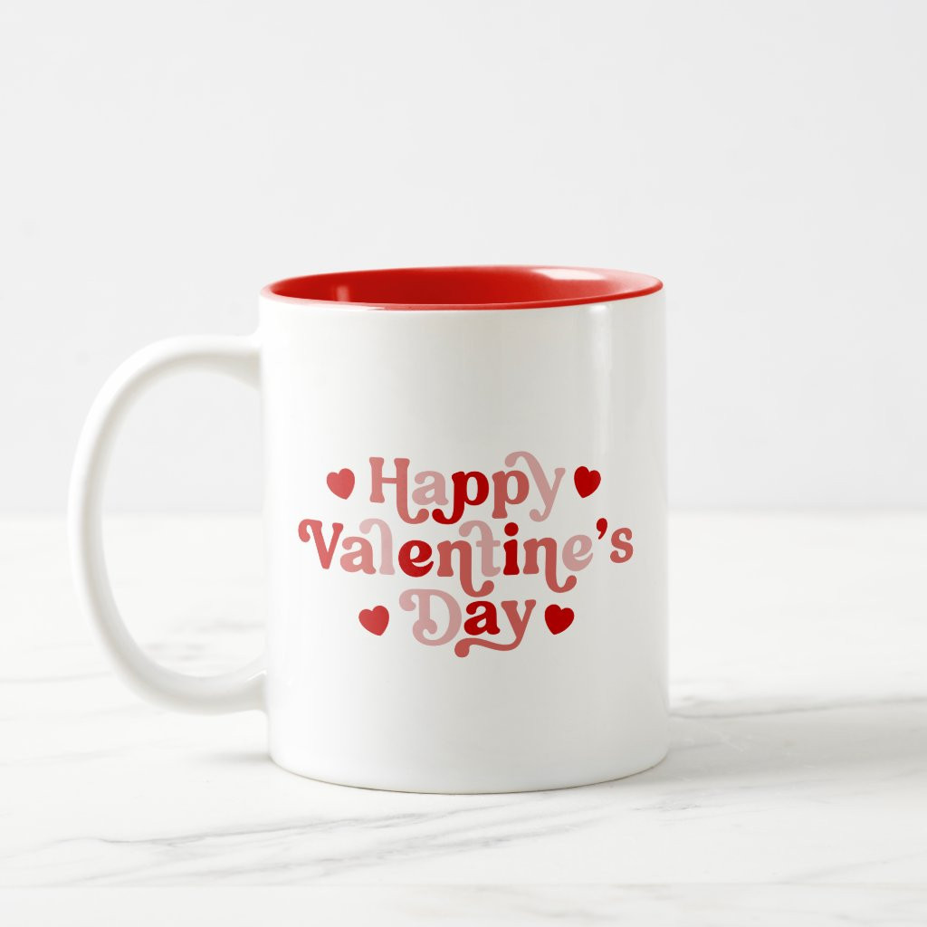 Retro Happy Valentine's Day Pink & Red | Zazzle