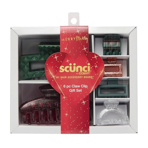 Scunci by Conair 6pk Claw Clips - hair accessories for girls and women - teen girl gifts trendy stuff - for all hair types - Assorted Colors and Sizes | Amazon (US)