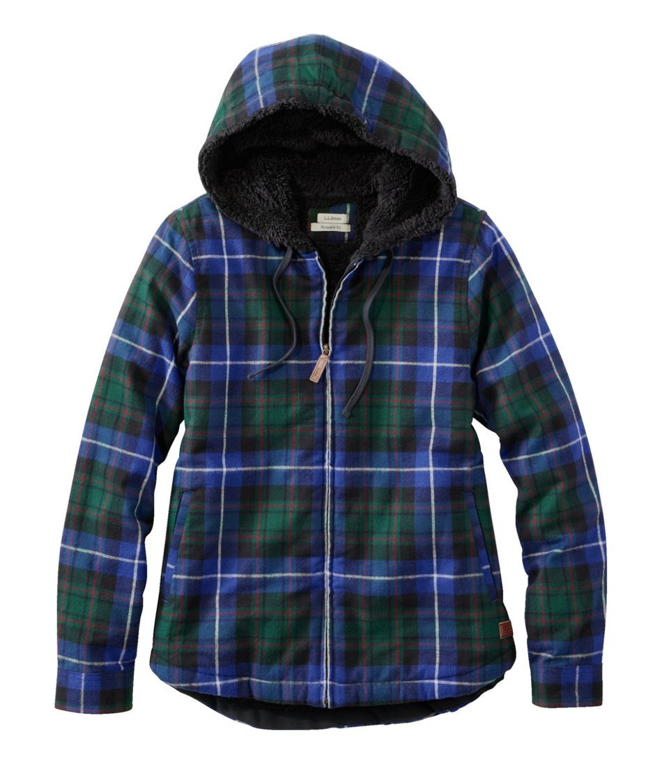 Women's Scotch Plaid Flannel Shirt, Sherpa-Lined Zip Hoodie | L.L. Bean