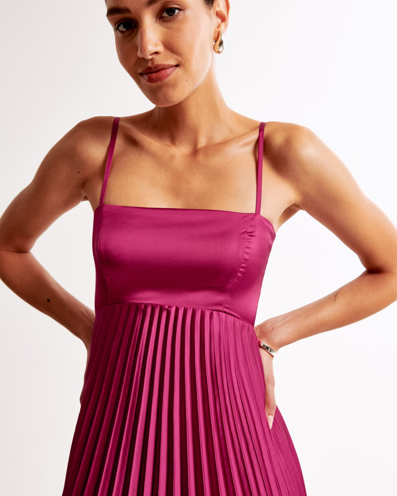 Women's The A&F Giselle Clasp-Back Pleated Midi Dress | Women's Dresses & Jumpsuits | Abercrombie... | Abercrombie & Fitch (US)