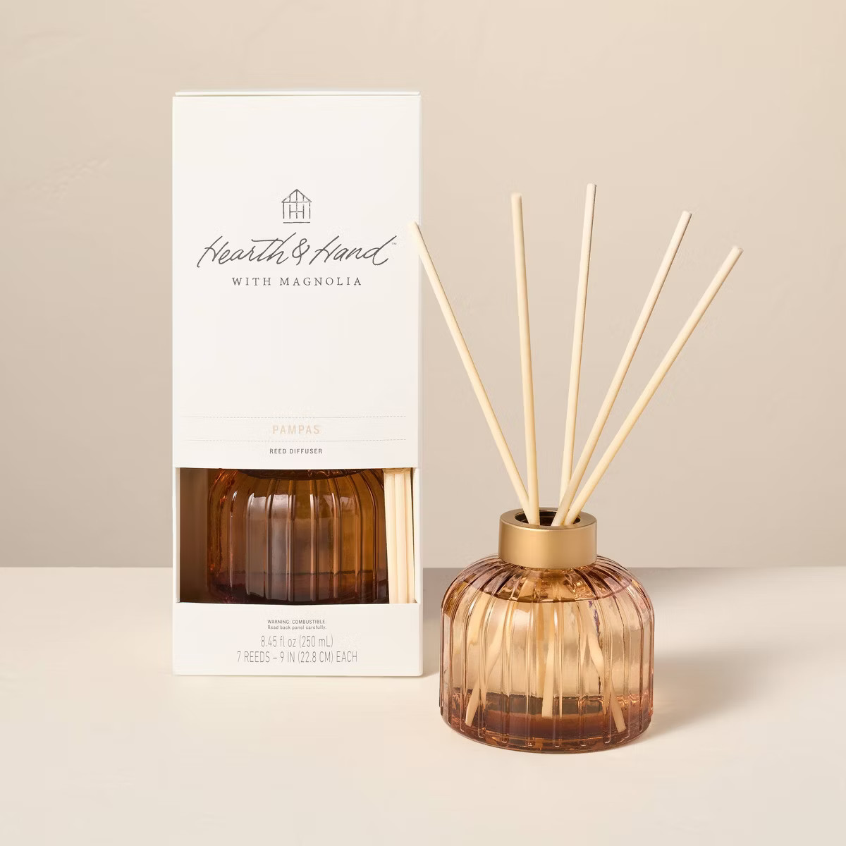 8.45 fl oz Ribbed Glass Diffuser - Hearth & Hand™ with Magnolia | Target