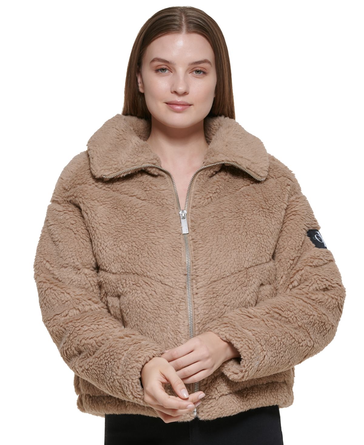 Calvin Klein Jeans Quilted Faux-Sherpa Jacket | Macys (US)