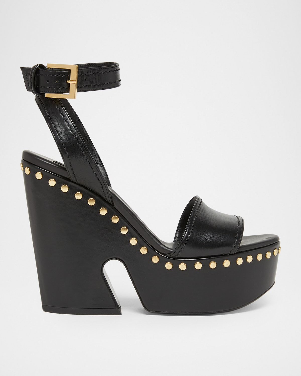 95mm Platform Leather Clog Sandals | Neiman Marcus