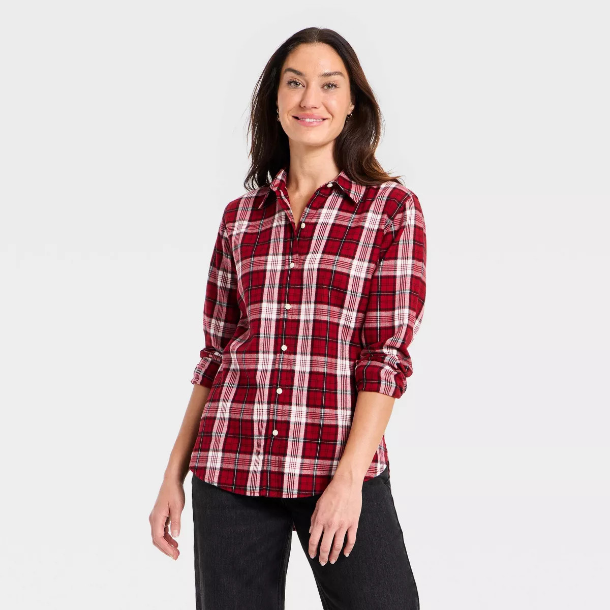 Women's Long Sleeve Collared Flannel Button-Down Shirt - Universal Thread™ | Target