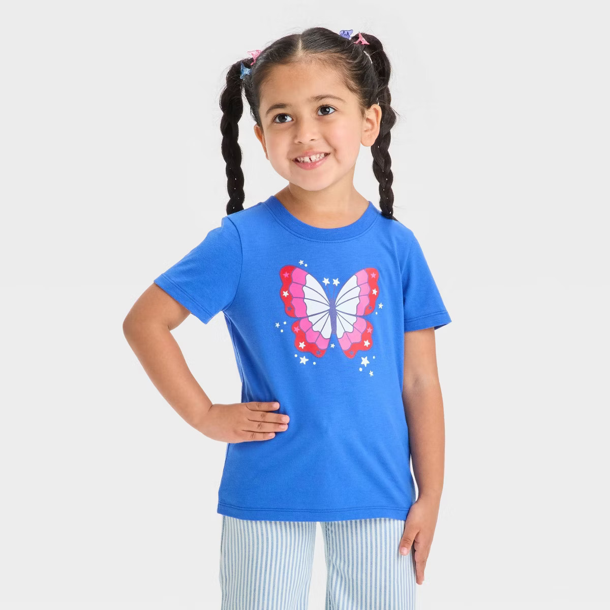 Toddler Girls' Americana Butterfly Graphic T-Shirt - - Cat & Jack™ Blue | Target