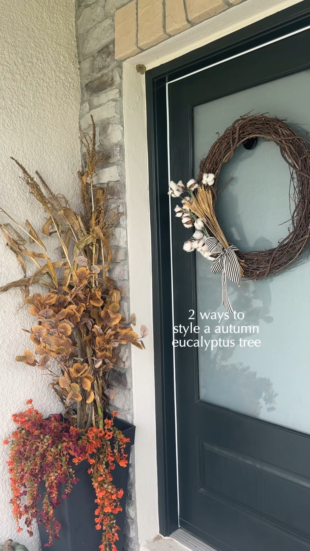 Looking for an easy way to decorate your front porch for fall? I styled this 4-foot artificial eucalyptus tree two ways—first in a large planter surrounded by silk mums, then simply placed in a smaller vase for an easy autumn look. It’s a simple way to add warm fall color to your porch without using real plants. Shop the fall eucalyptus tree on Amazon.

#LTKHome