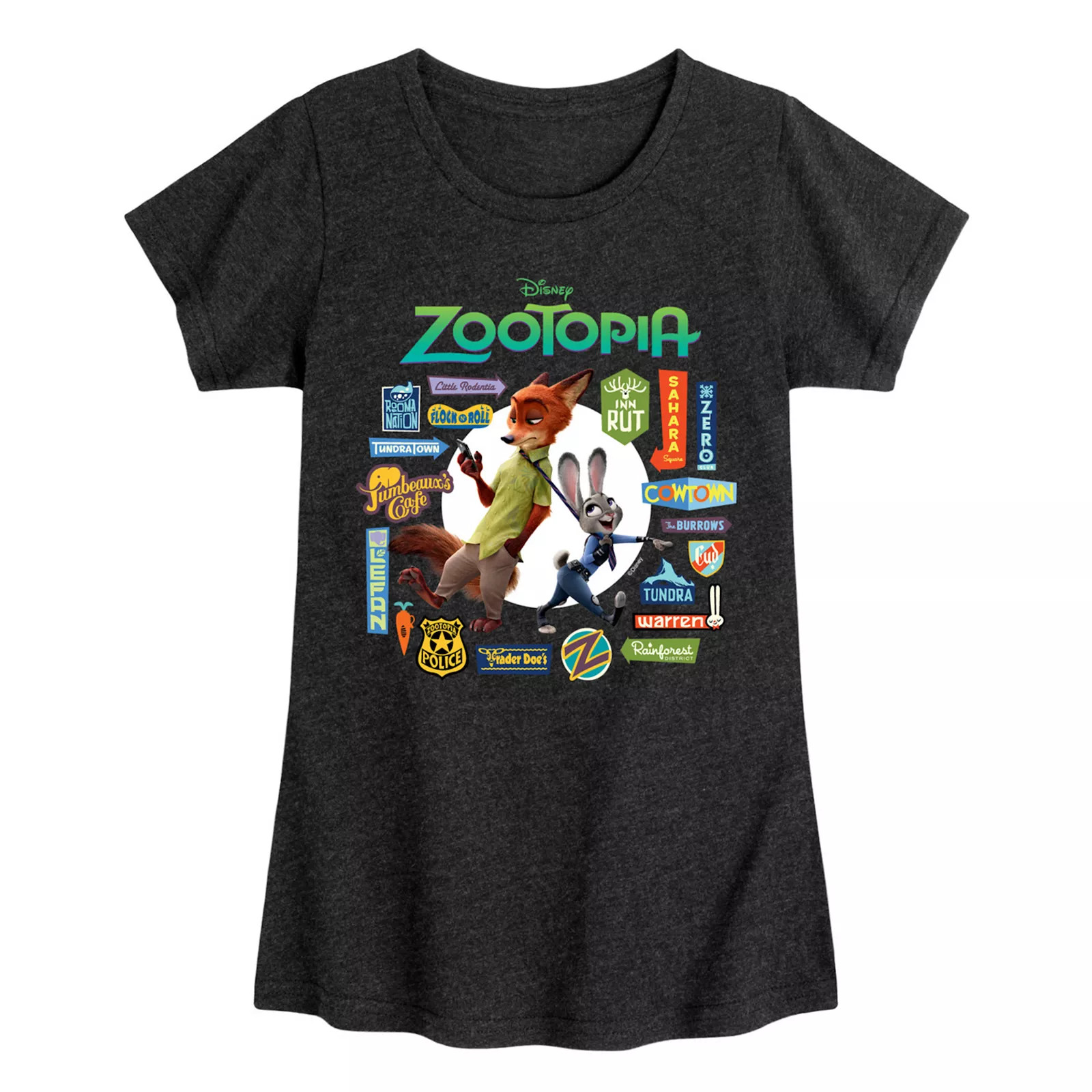 Disney's Zootopia Judy Hopps & Nick Wilde Girls 7-16 Sign Graphic Tee, Girl's, Size: Small (7), Grey Black | Kohl's