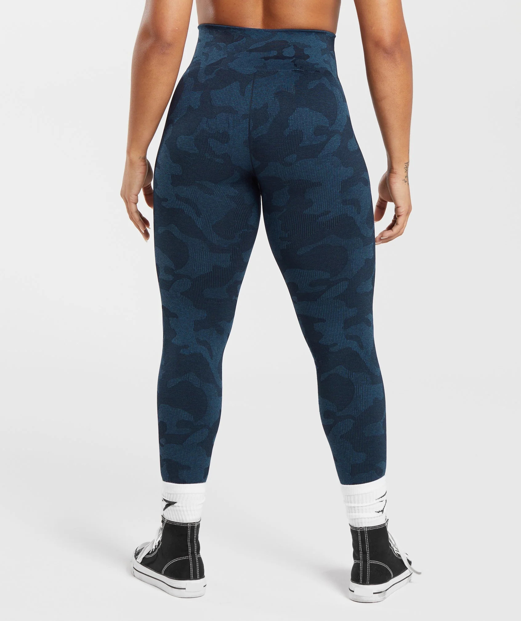 Gymshark Adapt Camo Seamless Ribbed Leggings - Midnight Blue/Ash Blue | Gymshark CA