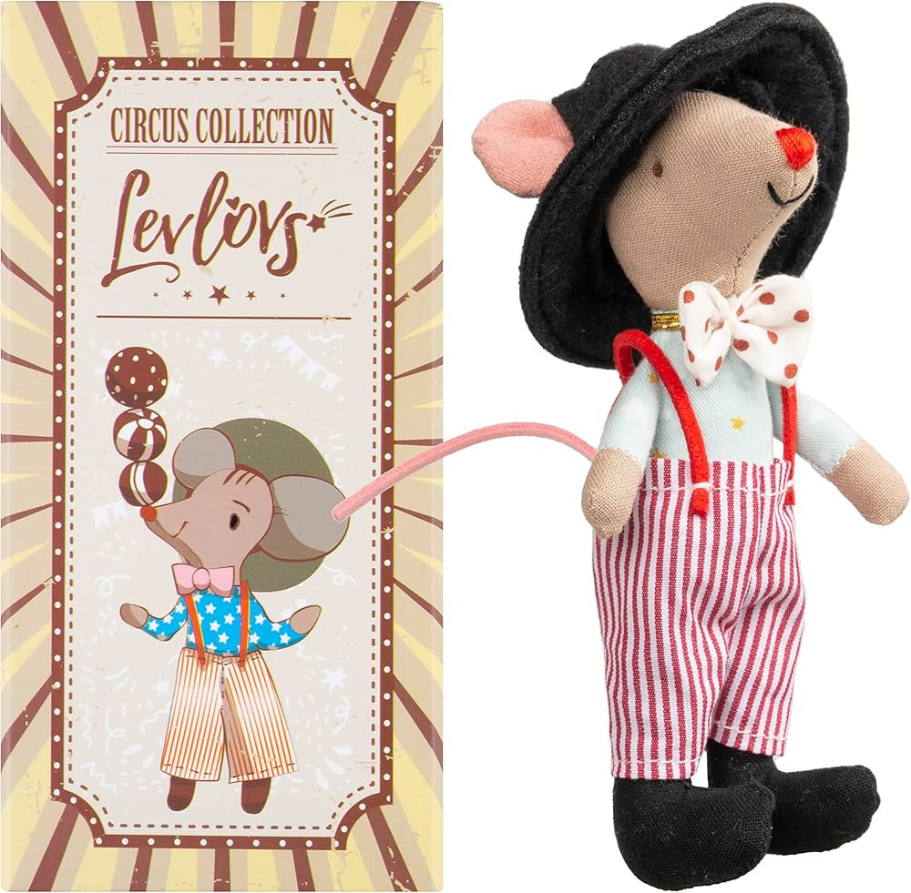 LEVLOVS Mouse in a Matchbox Toy Baby Registry Gift Plush Toy Circus Mouse (Silly Clown) | Amazon (US)