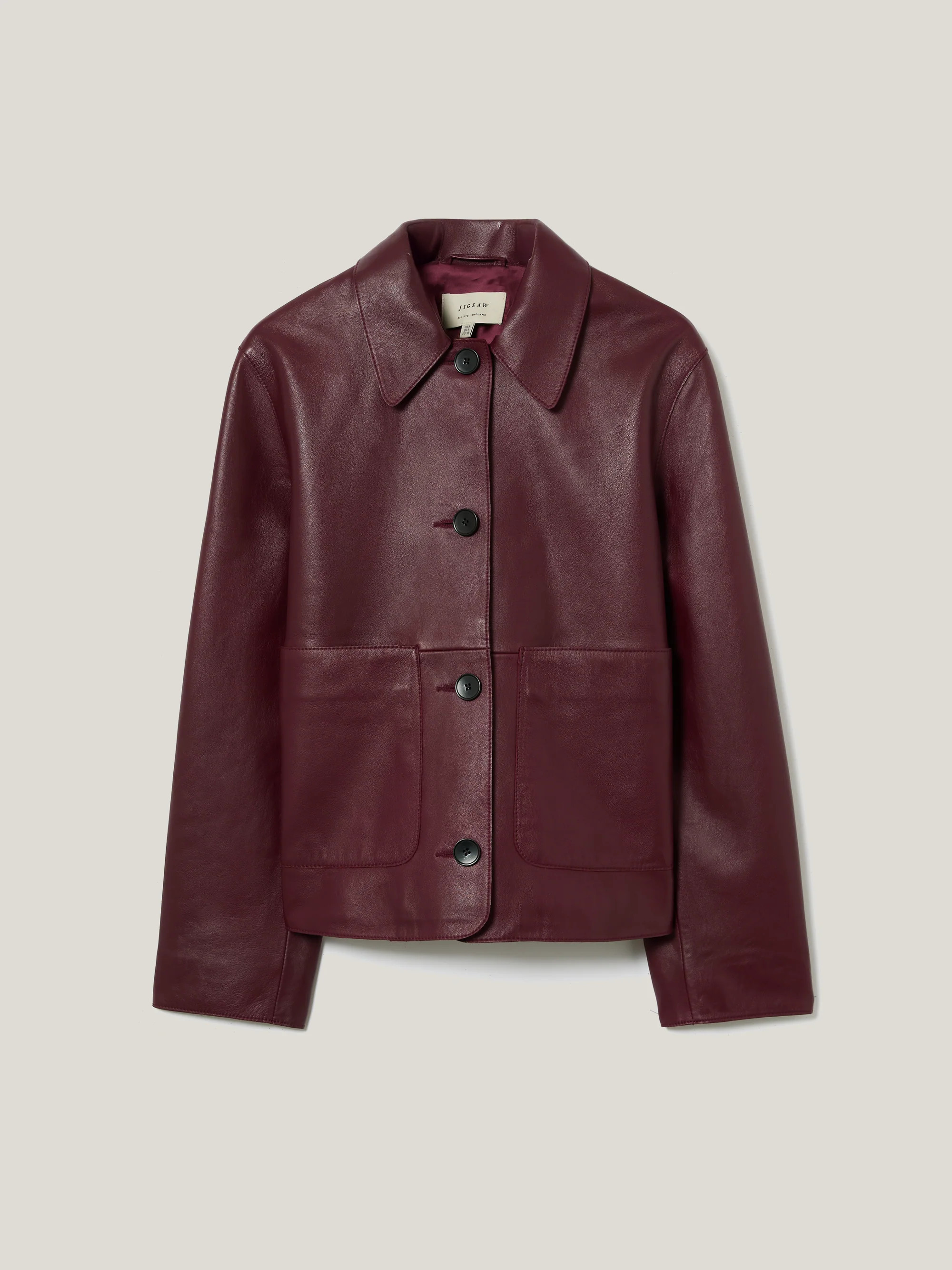 Eve Leather Cropped Jacket | Red | Jigsaw (UK)
