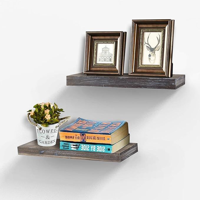 AHDECOR Rustic Wooden Floating Shelves, Wall Mounted Shelf, Display Ledge Storage Shelf for Wall ... | Amazon (US)