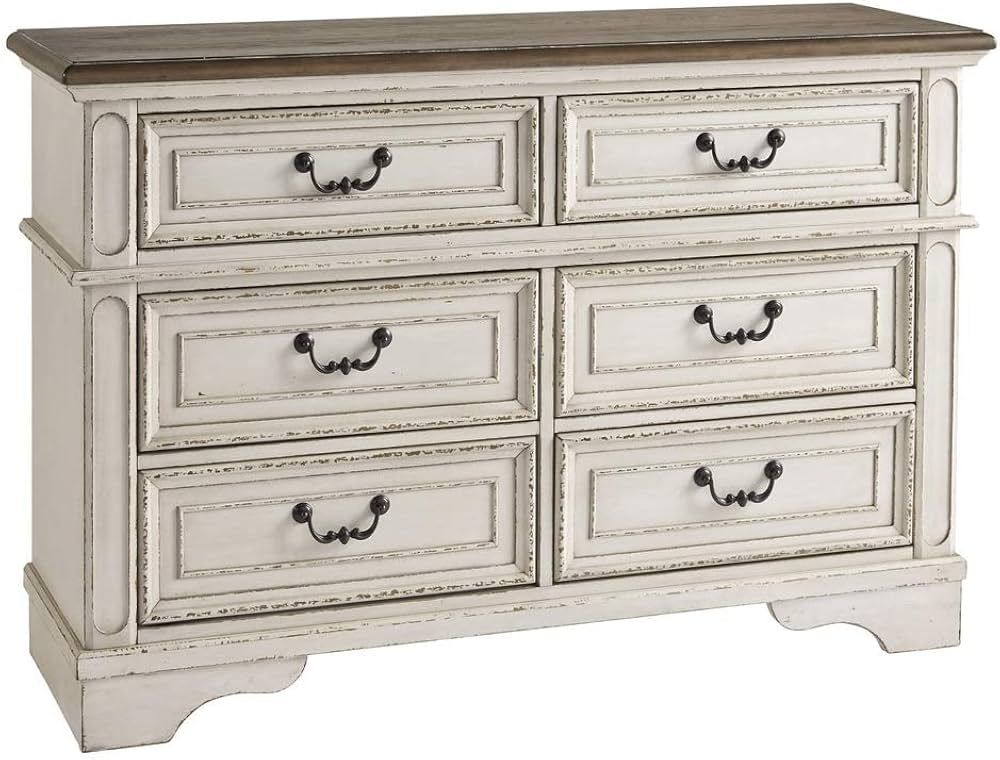 Signature Design by Ashley Realyn Vintage Style 6 Drawer Dresser, 54" W x 17" D x 36" H, Chipped ... | Amazon (CA)