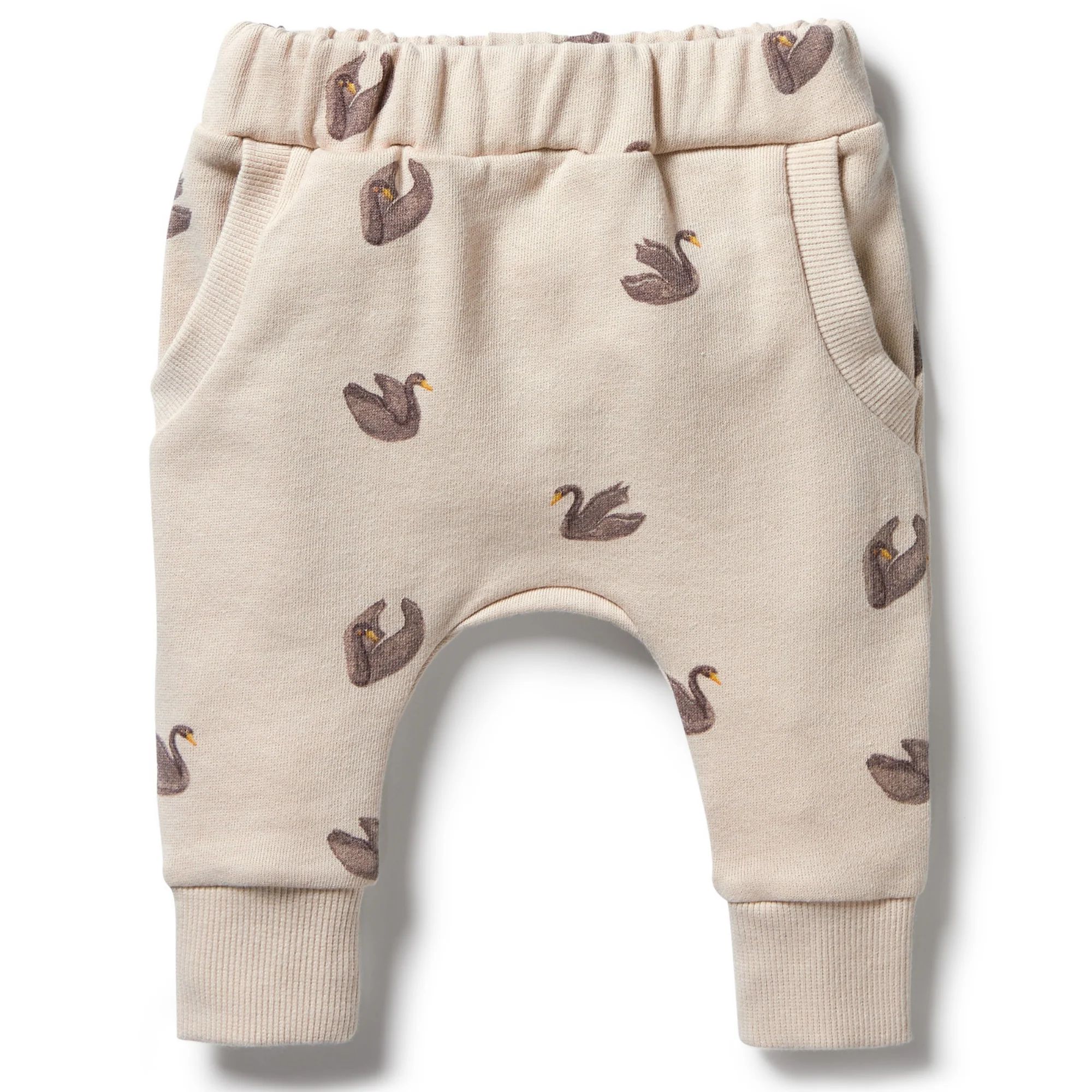Organic French Terry Slouch Pant, Little Swan | SpearmintLOVE