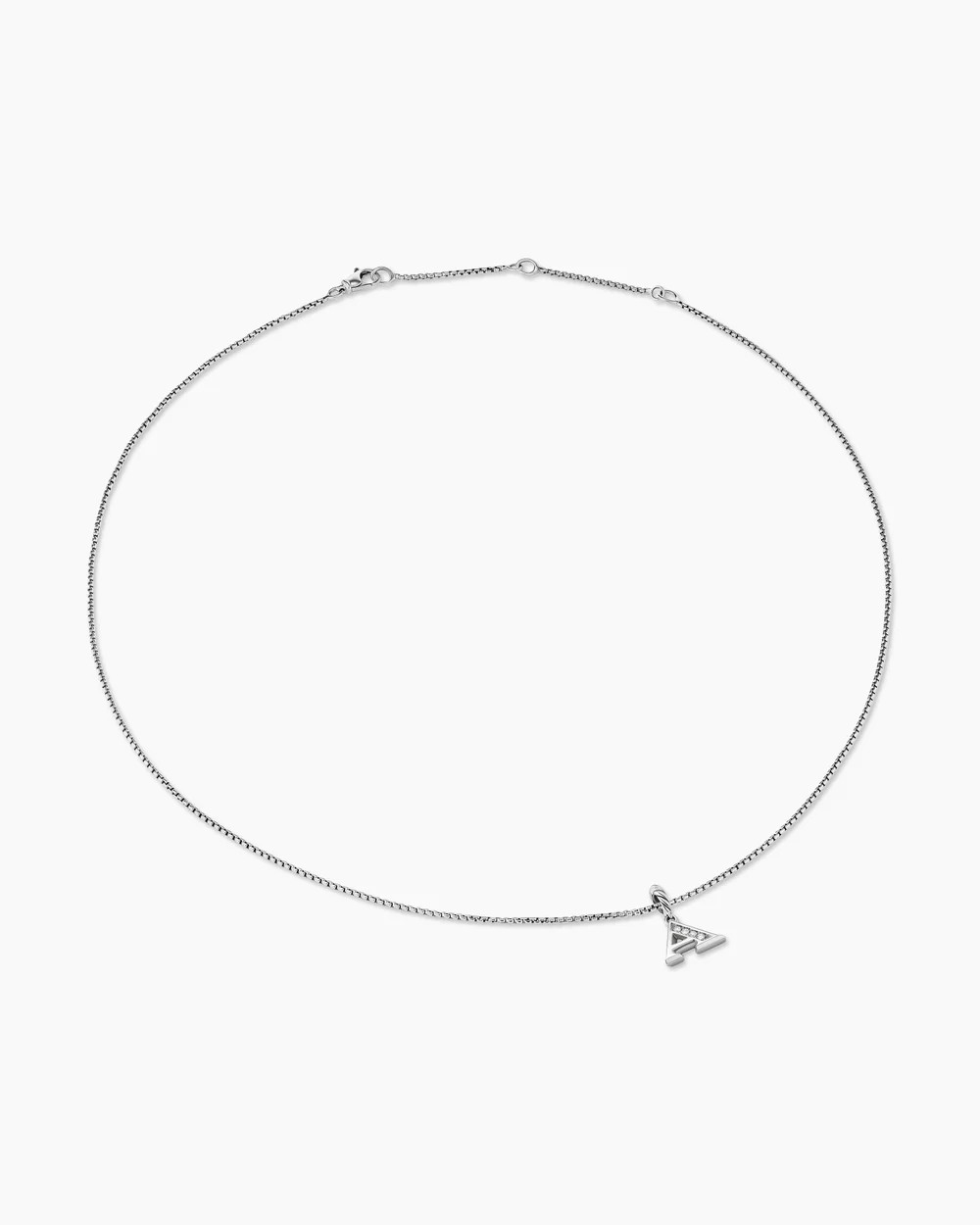 David Yurman | Pavé Initial Pendant Necklace in Sterling Silver with Diamond A | David Yurman