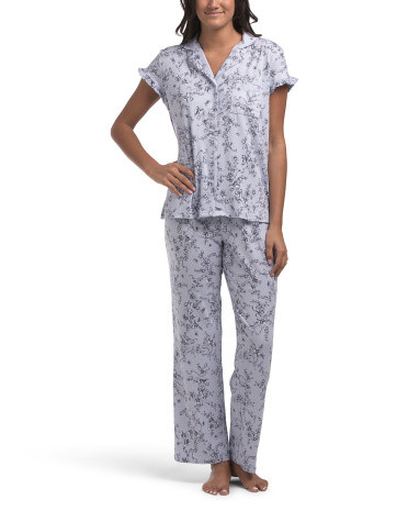 2pc Toile Short Sleeve Notch Pajama Set | TJ Maxx