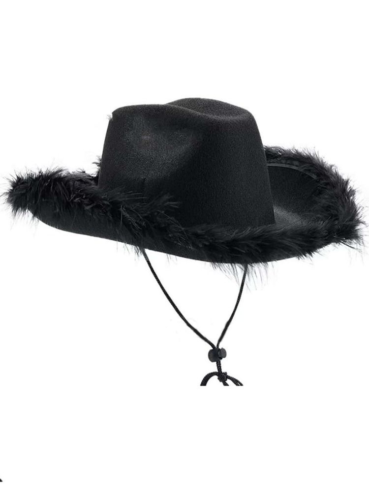 Fuzzy Trim Cowboy Hat | SHEIN