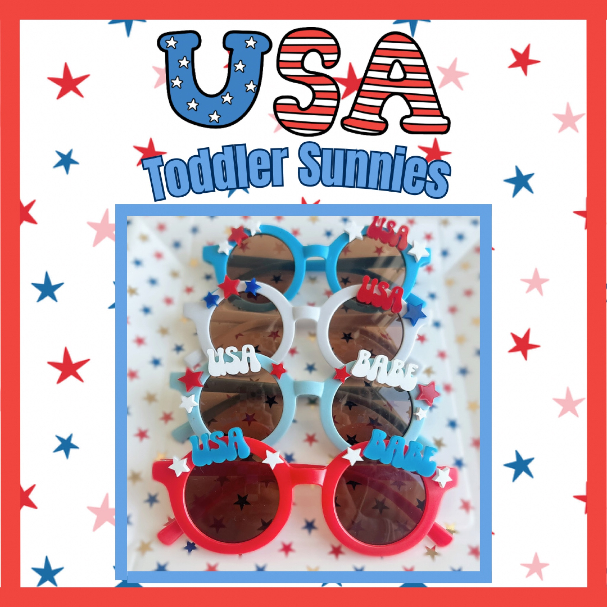 USA baby/toddler sunglasses!
🇺🇸


#forthofjuly #kids #toddler #toddlerfashion #usa #usaclothes #4thofjulyclothes #sunglasses #usababe #etsy #shopsmall 

#LTKbaby #LTKfamily #LTKkids