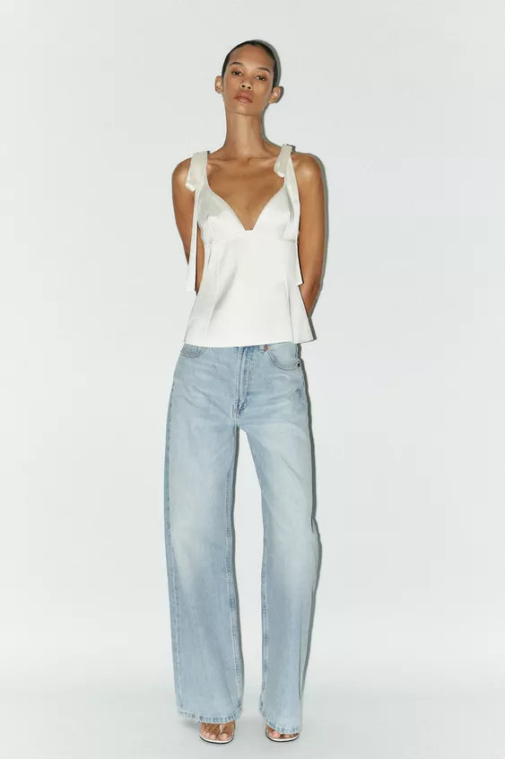 SATIN TOP WITH BOWS | Zara UK