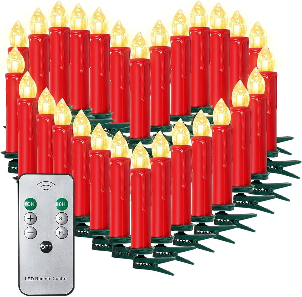 20PCS LED Flameless Taper Candles Battery Operated Christmas Tree Candles with Remote, Timer, Dim... | Amazon (US)