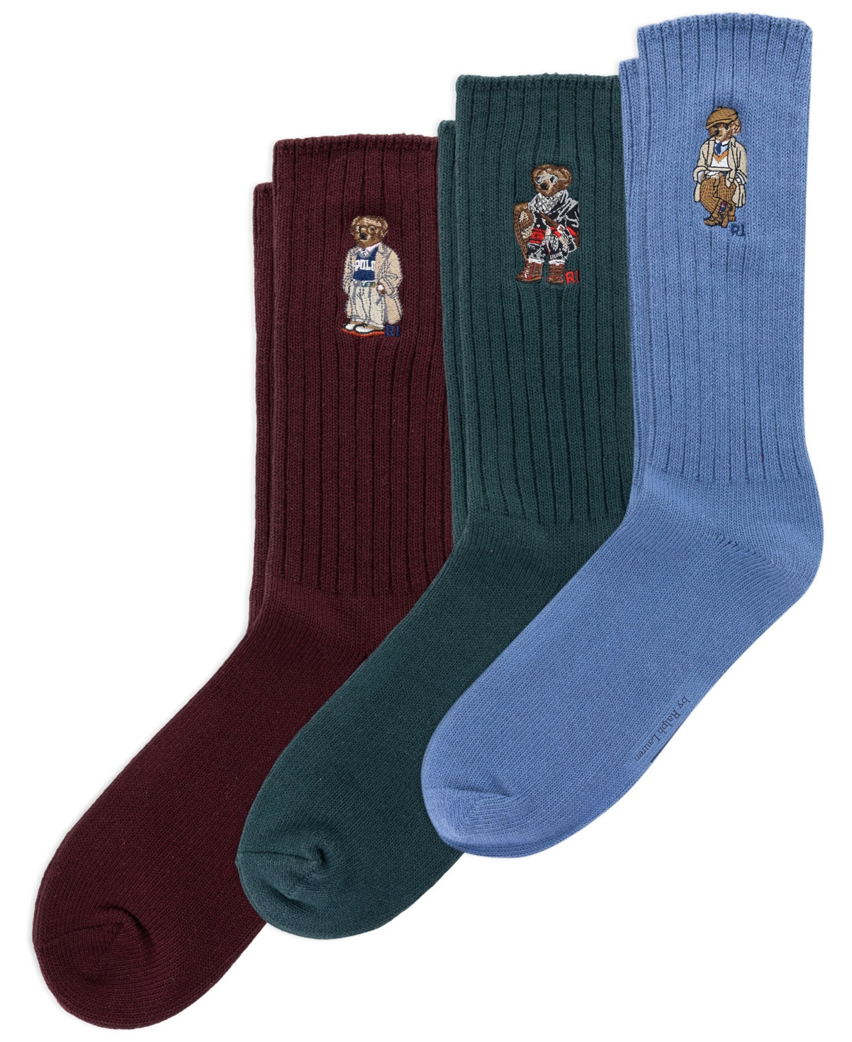 Polo Ralph Lauren Men's 3-Pack Embroidered Bears Socks Gift Box - Wine | Macy's