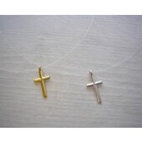 Simple Very Dainty Floating Illusion Cross Necklace for Women Girls Church, Tiny Silver or Gold Holy | Etsy (US)